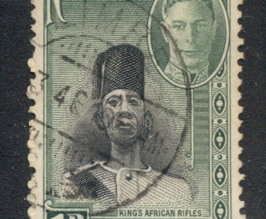 Nyasaland-1945-KGVI-Pictorials-1d-Kings-African-Rifles-FU