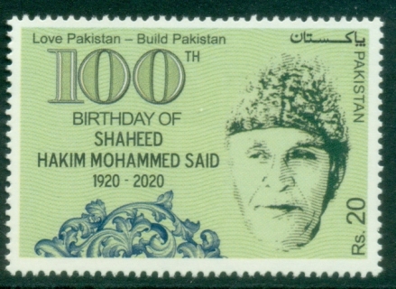 Pakistan-2020-The-100th-Anniversary-of-the-Birth-of-Hakim-Muhammad-Said-1920-1998-MUH