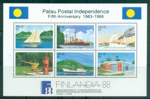 Palau-1988-Postal-History-Independence-5th-Anniversary-MS-MUH