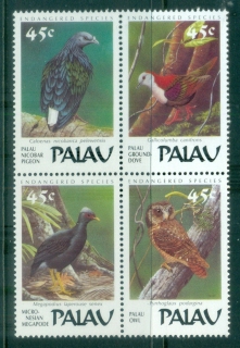 Palau-1989-Endangered-Birds-of-Palau-Blk4-MUH