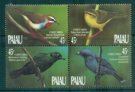 Palau-1990-Birds-of-the-Forest-Blk4-MUH