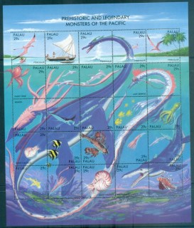 Palau-1993-Prehistoric-Legendary-Monsters-of-the-Pacific-sheetlet-MUH