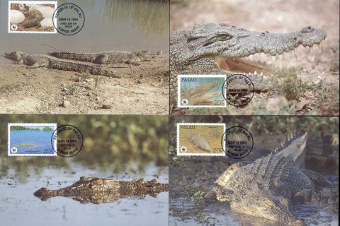 Palau-1994 WWF Estuarine Crocodile Maxicards