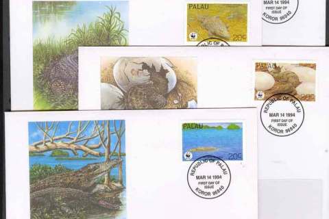Palau-1994 WWF Estuarine Crocodile FDCs