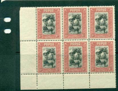 Papua-1932-1-1-2d-Tree-Houses-Left-Corner-Block-6-MUH-lot21943