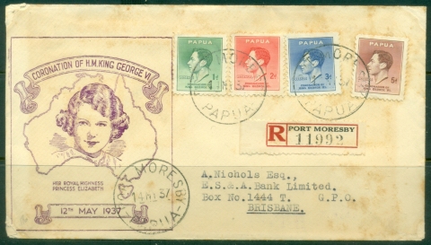 Papua-1937-KGVI-Coronation-heavy-tones-FDC