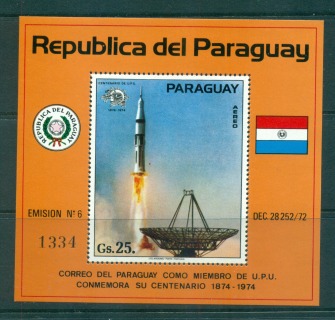 Paraguay-1974-UPU-Centenary-Rocket-Lift-off-MS-MUH-lot56350