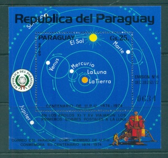 Paraguay-1974-UPU-Centenary-Solar-System-MS-MUH-lot56351