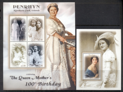 Penrhyn-Is-2000 Queen Mother 100th Birthday 2xMS