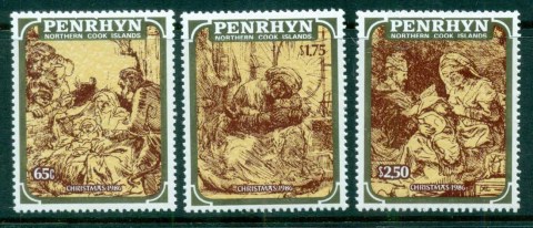 Penrhyn-Is-1986-Xmas-Rembrandt-engravings-MUH