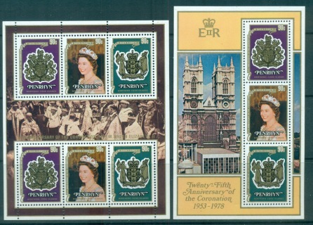 Penrhyn-Is-1978-QEII-Coronation-25th-Anniversary-2xMS-MUH