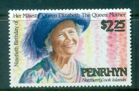 Penrhyn-Is-1990-Queen-Mother-90th-Birthday-MUH