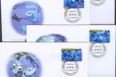 Penrhyn-Is-2003 WWF Ocean Sunfsh FDCs