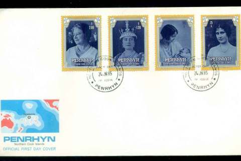 Penrhyn-Is-1985-Queen-Mother-FDC-lot51655