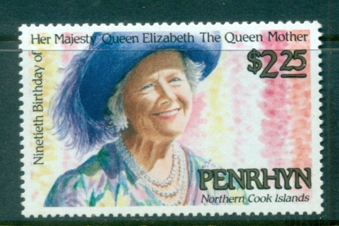 Penrhyn-Is-1990-Queen-Mother-90th-Birthday-MUH