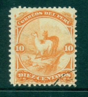 Peru-1866-10c-Llamas-FU-lot35507