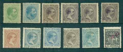 Philippines-1886-on-asst-Newspaper-Stamps-MH-FU-lot31743