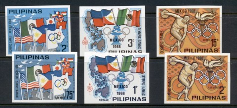 Philippines-1968-Summer-Olympics-Mexico-City-IMPERF-MUH