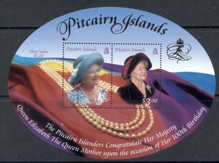 Pitcairn-Is-2000 Queen Mother 100th Birthday MS