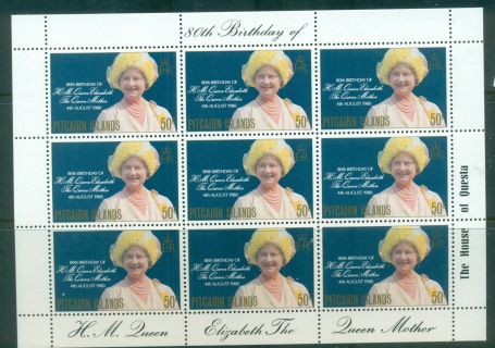 Pitcairn-Is-1982-Queen-Mother-80th-Birthday-sheetlet-MUH