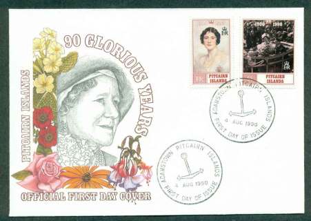 Pitcairn-Is-1990-Queen-Mother-90th-Birthday-FDC-lot45806