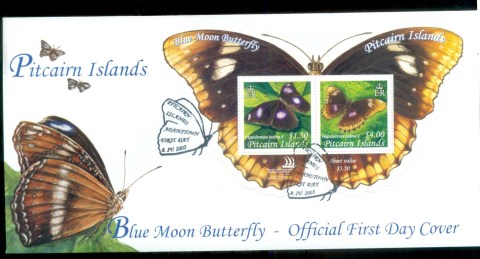 Pitcairn-Is-2005-Blue-Moon-Butterfly-MS-FDC-lot80656