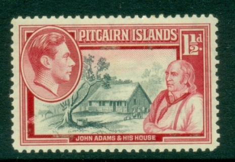Pitcairn-Is-1940-51-KGVI-Pictorial-1½d-John-Adams-his-House-MLH