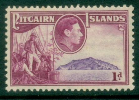 Pitcairn-Is-1940-51-KGVI-Pictorial-1d-Fletcher-Christian-View-of-Pitcairn-MLH