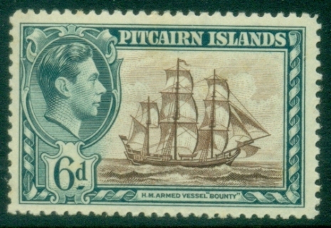 Pitcairn-Is-1940-51-KGVI-Pictorial-6d-HM-Bounty-MLh