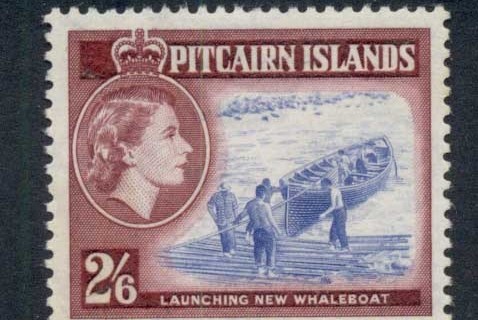 Pitcairn-Is-1957-QEII-Pictorial-Launching-New-Whaleboat-2-6d-MUH