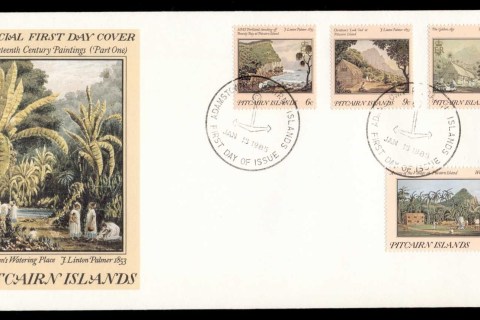 Pitcairn-Is-1985-Views-19th-Century-Paintings-Pt-I-FDC