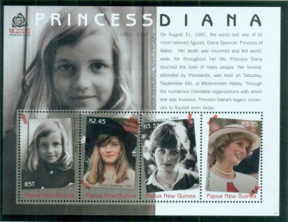 PNG-2007 Princess Diana in Memoriam, 10th Anniv., Diana Through the Years MS