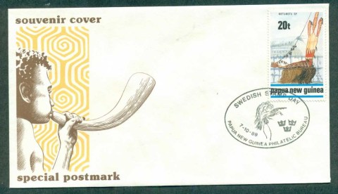 PNG-1989-Cancel-Swedish-Stamp-day-on-20t-Mask-FDI-lot70745