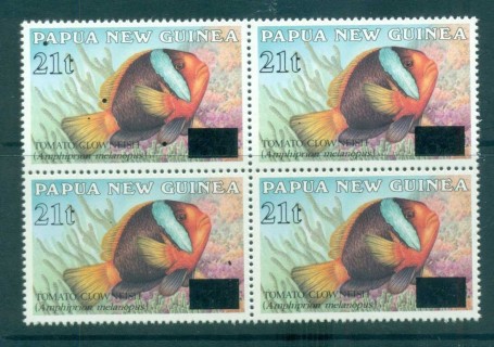 PNG-1994-Surcharge-21t-on-35t-1987-Clown-Fish-Blk-4-MUH-lot71002