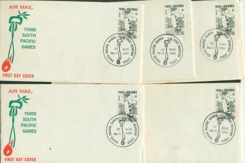 PNG-1969-Pacific-Games-Cancels-1-5-on-5c-5x-FDC-lot70722