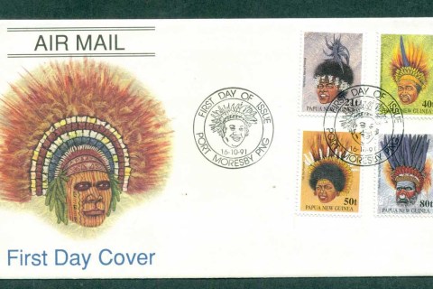 PNG-1991-Headdresses-FDC-lot70771