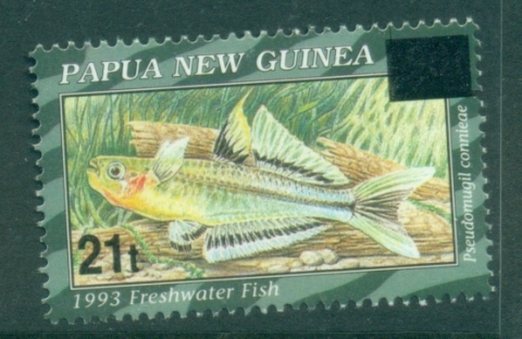 PNG-1995-Freshwater-Fish-Stamps-of-1993-Surcharged-21t-on-60t-MUH