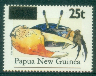 PNG-1998-Surcharged-25t-on-65t-Crab-MUH