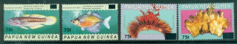 PNG-2005-Surcharges-Fish-Headdress-MUH