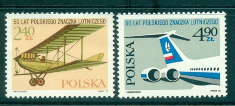 Poland-1975-Air-Post-Stamp-Anniv-MUH-lot35666