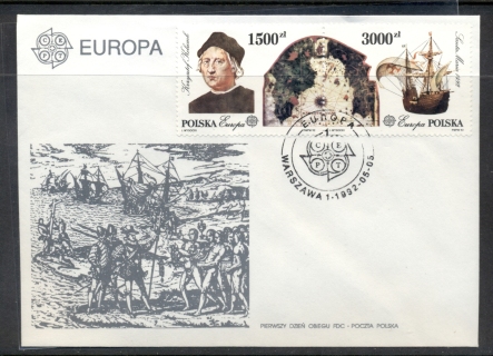 Poland-1992-Europa-Columbus-Discovery-of-America-FDC