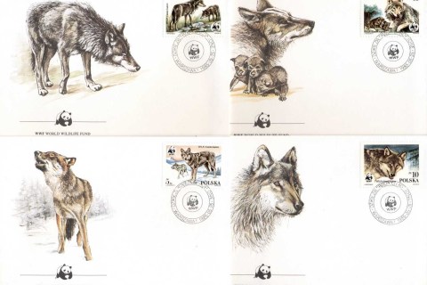 Poland-1985 WWF Wolf 4xFDC