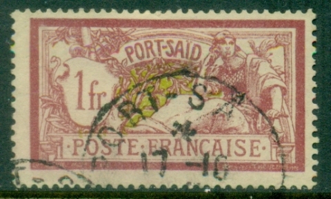 Port-Said-1902-03-Merson-1fr-claret-olive-green-FU