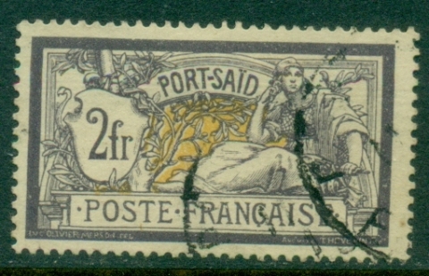 Port-Said-1902-03-Merson-2fr-grey-violet-yellow-FU