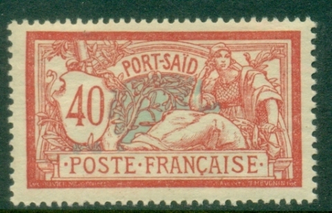 Port-Said-1902-03-Merson-40c-red-pale-blue-MLH