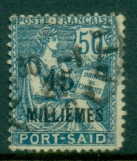 Port-Said-1921-23-Mouchon-15m-on-50c-blue-FU