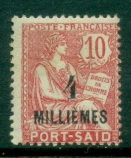 Port-Said-1921-23-Mouchon-4m-on-10c-rose-MLH