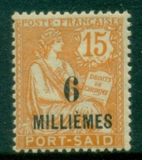 Port-Said-1921-23-Mouchon-6m-on-15c-orange-MLHG