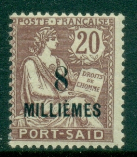 Port-Said-1921-23-Mouchon-8m-on-20c-brown-violet-MLH