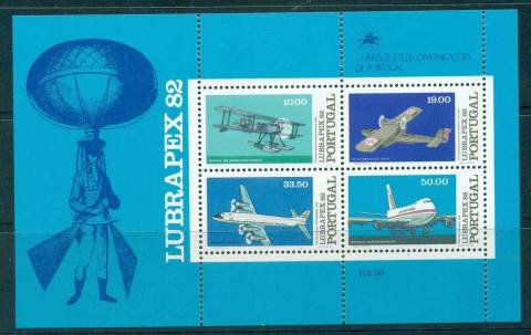 Portugal-1982-LUBRAPEX-82-planes-MS-MUH-lot57492